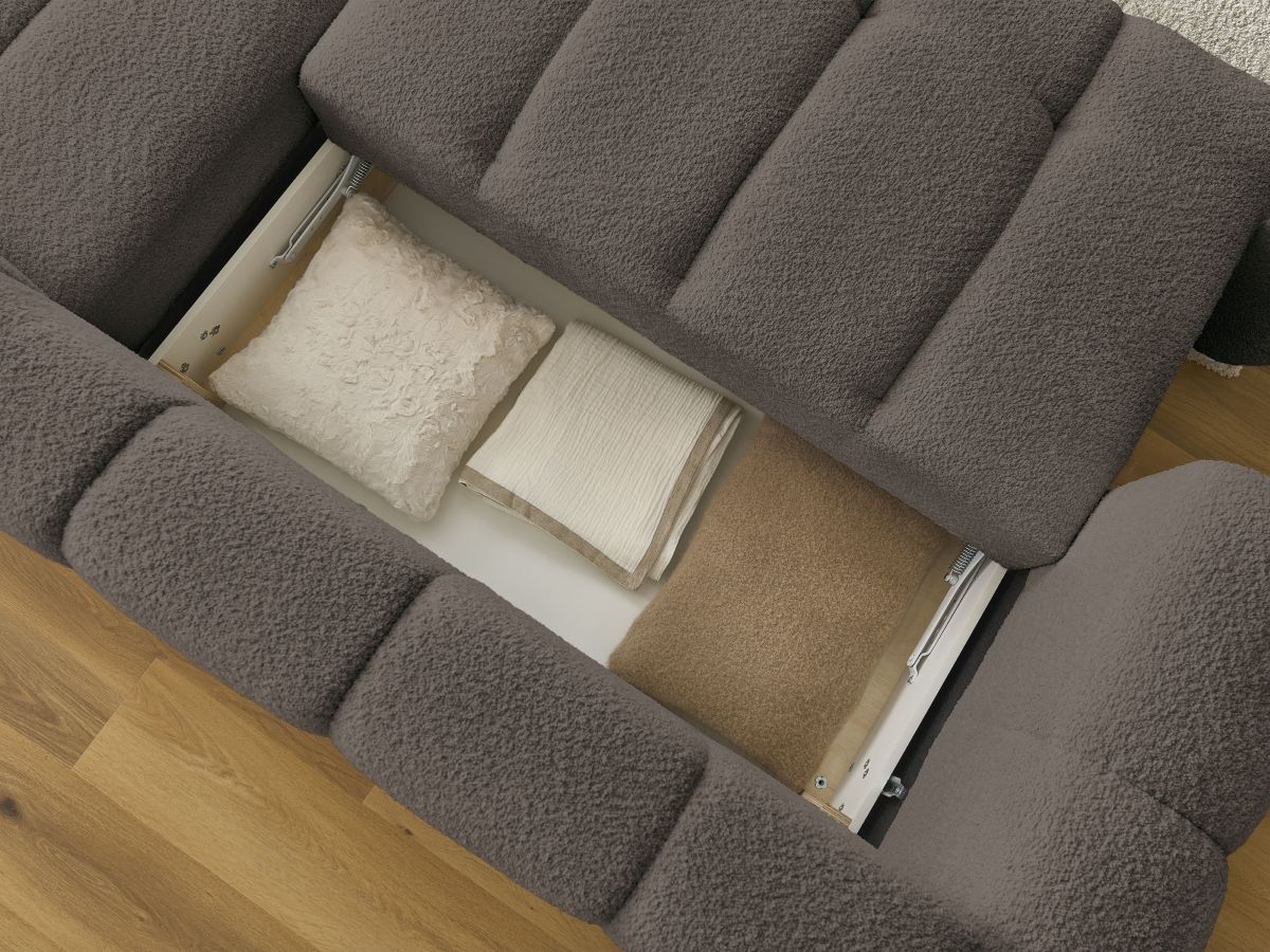 Canapé d'angle convertible FUJI tissu bouclette