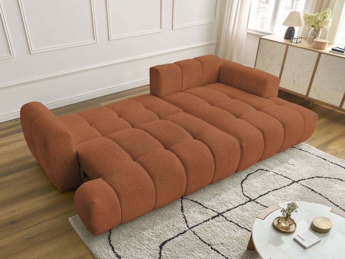 Canapé d'angle convertible FUJI tissu bouclette
