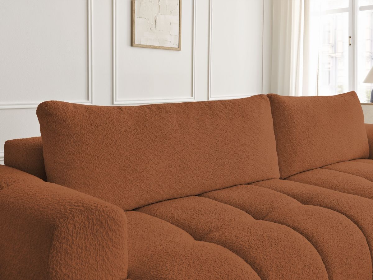Canapé d'angle convertible FUJI tissu bouclette