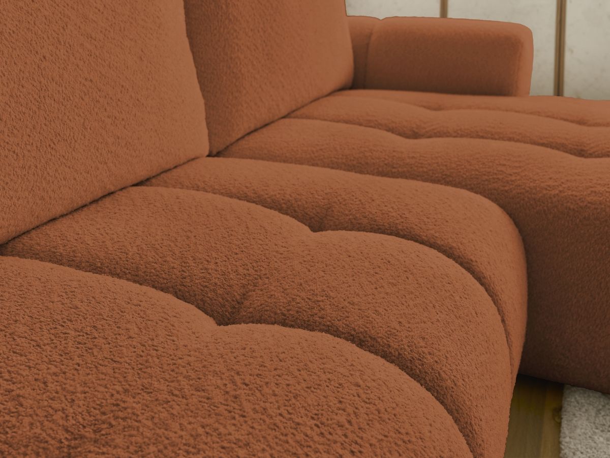 Canapé d'angle convertible FUJI tissu bouclette