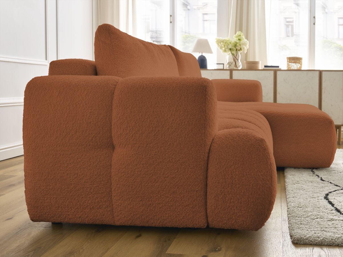 Canapé d'angle convertible FUJI tissu bouclette