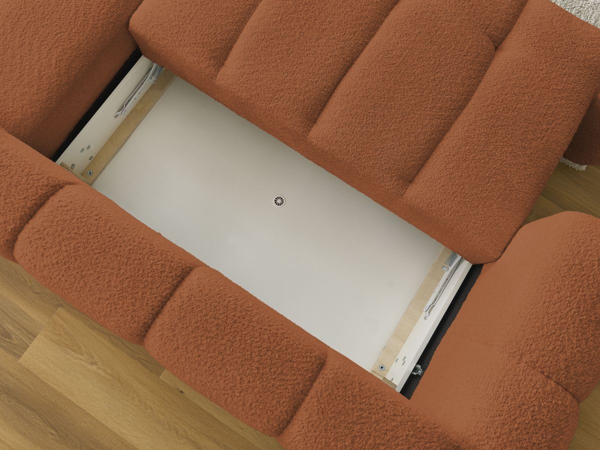 Canapé d'angle convertible FUJI tissu bouclette