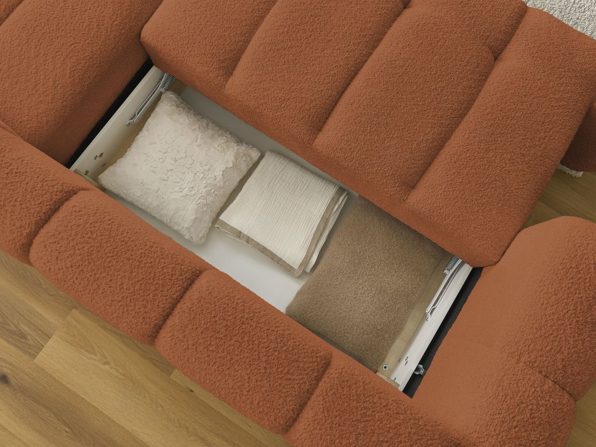 Canapé d'angle convertible FUJI tissu bouclette
