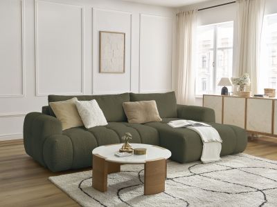 Canap&eacute; d'angle convertible FUJII tissu bouclette
