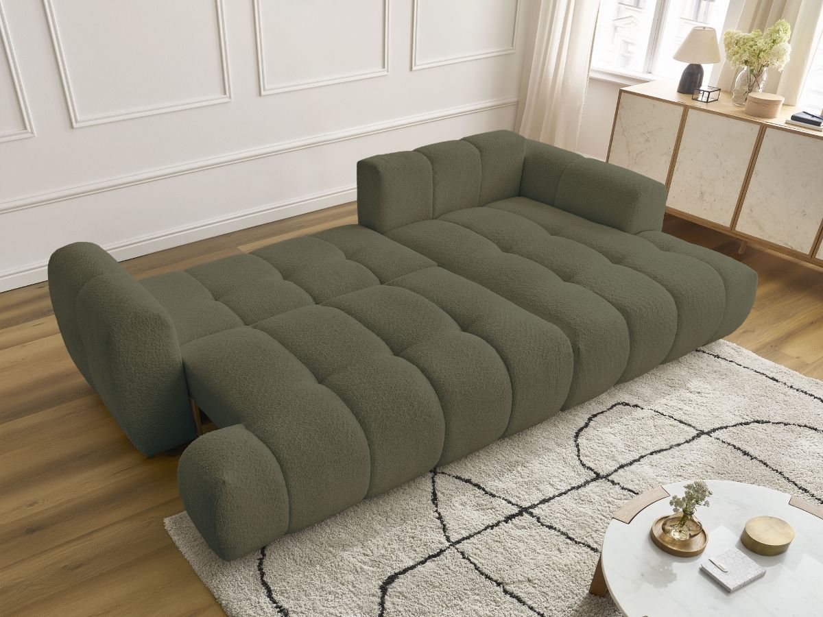 Canapé d'angle convertible FUJI tissu bouclette
