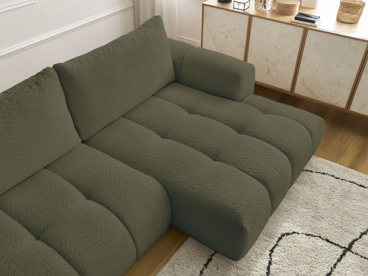 Canapé d'angle convertible FUJI tissu bouclette