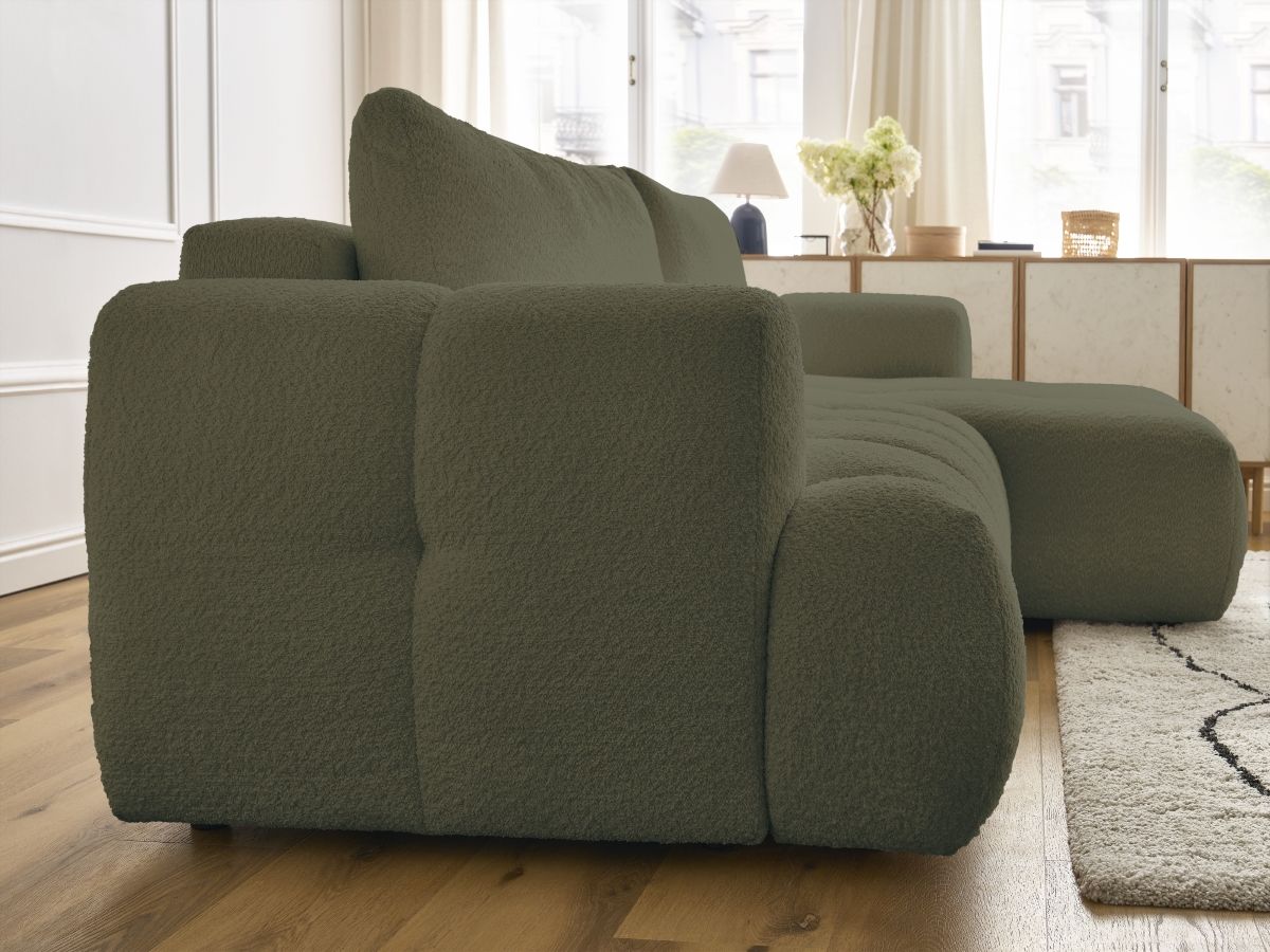 Canapé d'angle convertible FUJI tissu bouclette