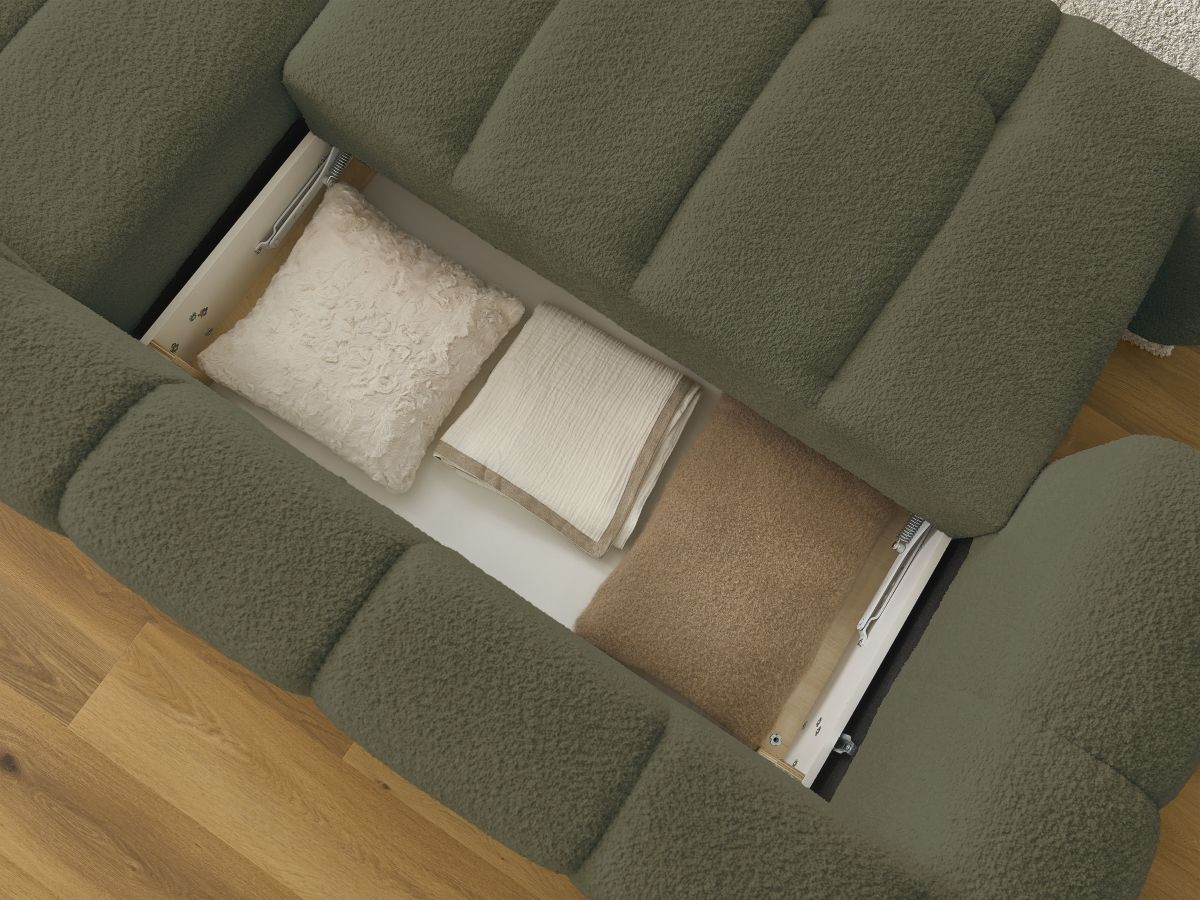 Canapé d'angle convertible FUJI tissu bouclette