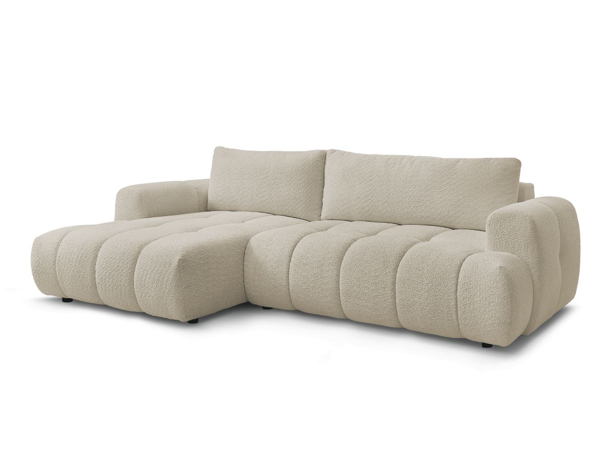 Canapé d'angle convertible FUJI tissu bouclette