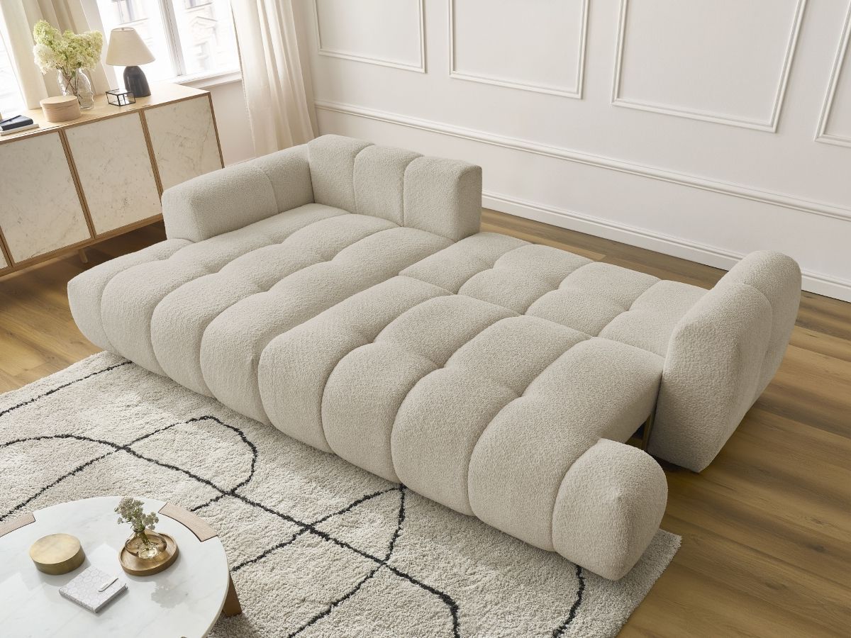 Canapé d'angle convertible FUJI tissu bouclette