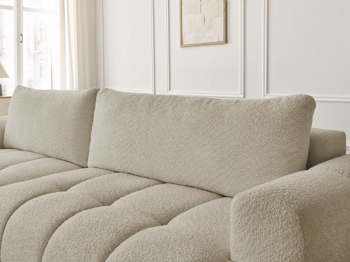 Canapé d'angle convertible FUJI tissu bouclette