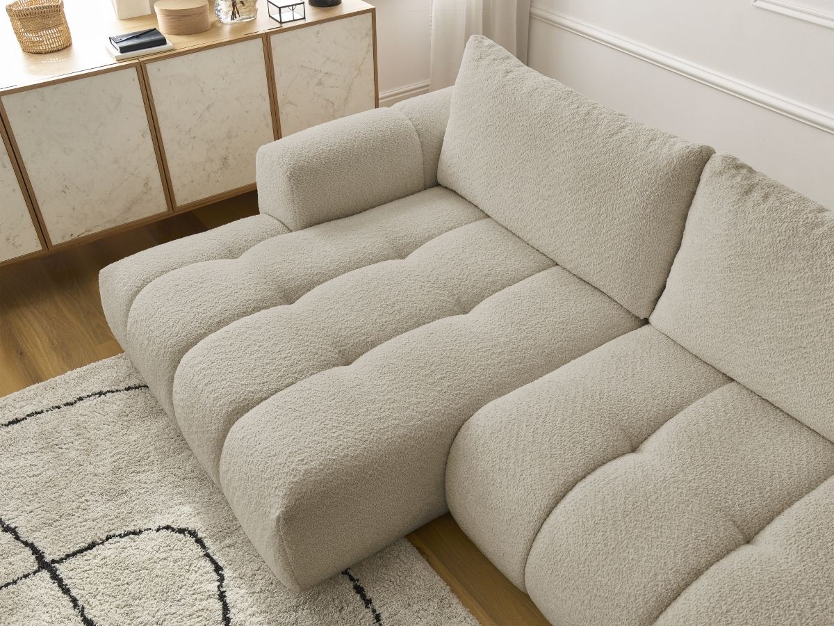 Canapé d'angle convertible FUJI tissu bouclette