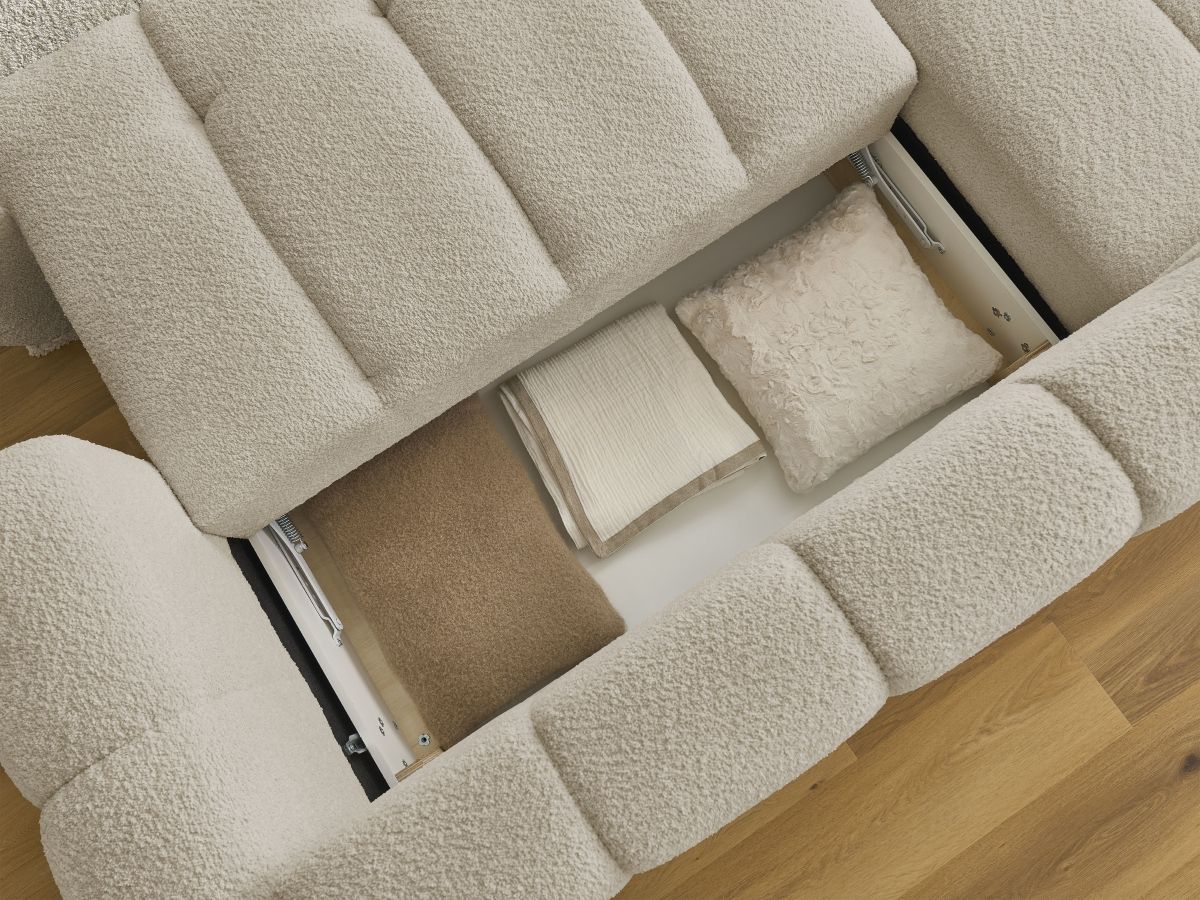 Canapé d'angle convertible FUJI tissu bouclette