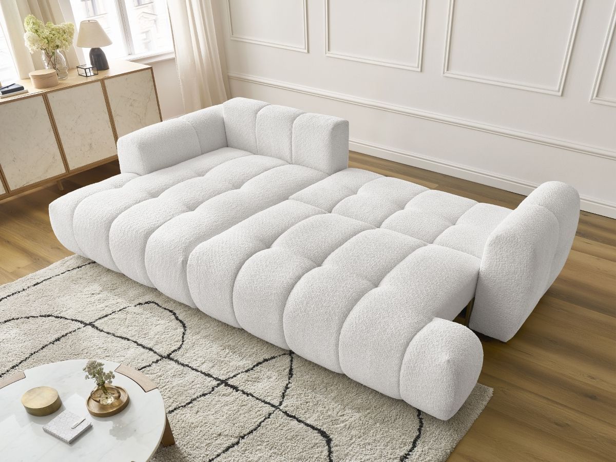 Canapé d'angle convertible FUJI tissu bouclette