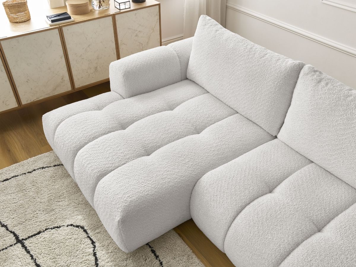 Canapé d'angle convertible FUJI tissu bouclette
