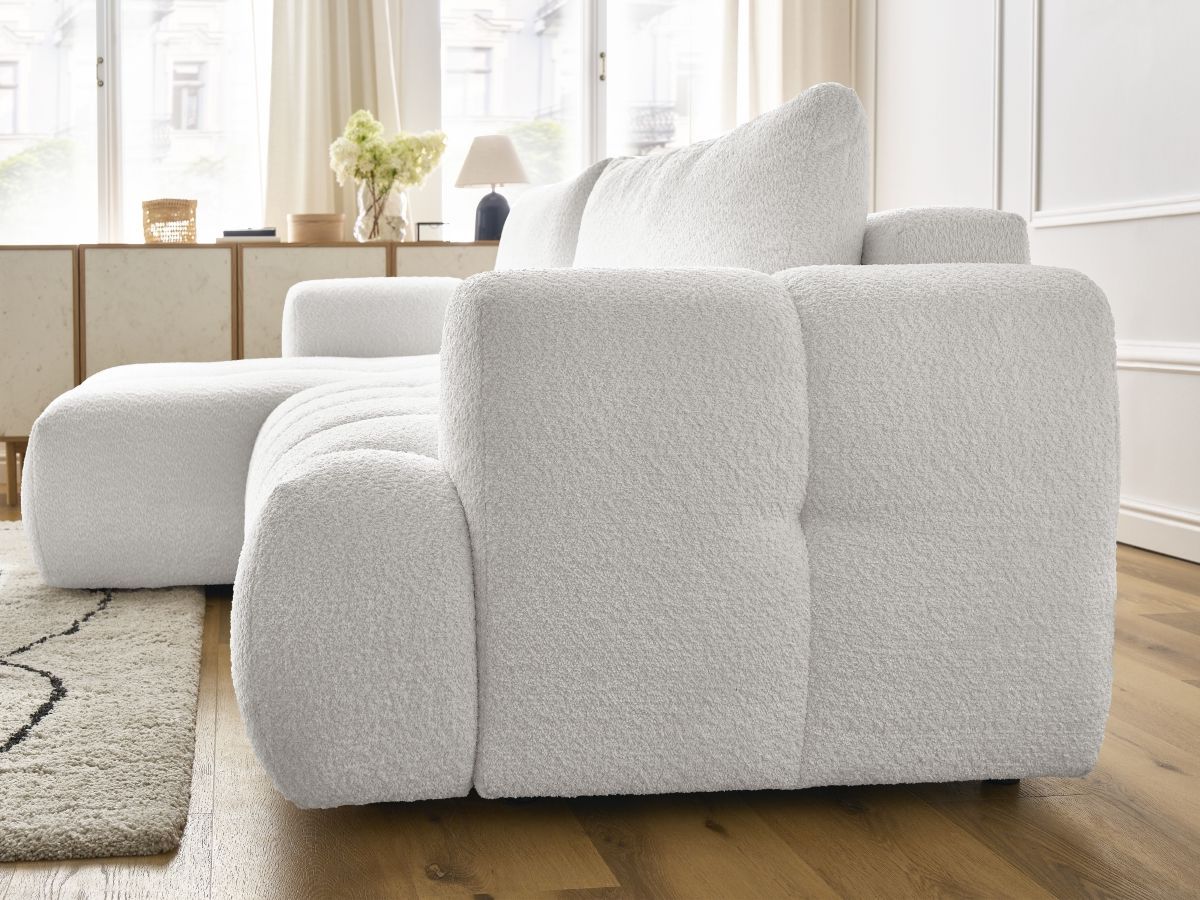 Canapé d'angle convertible FUJI tissu bouclette