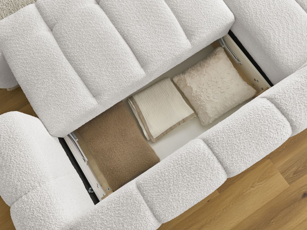 Canapé d'angle convertible FUJI tissu bouclette