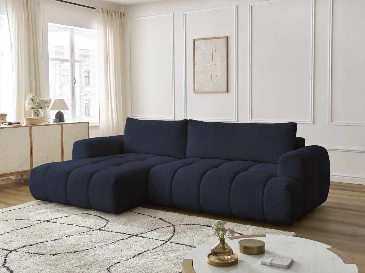 Canapé d'angle convertible FUJI tissu bouclette