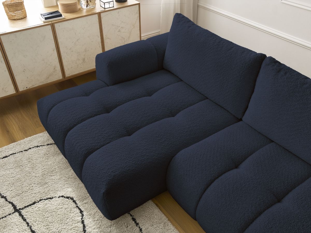 Canapé d'angle convertible FUJI tissu bouclette