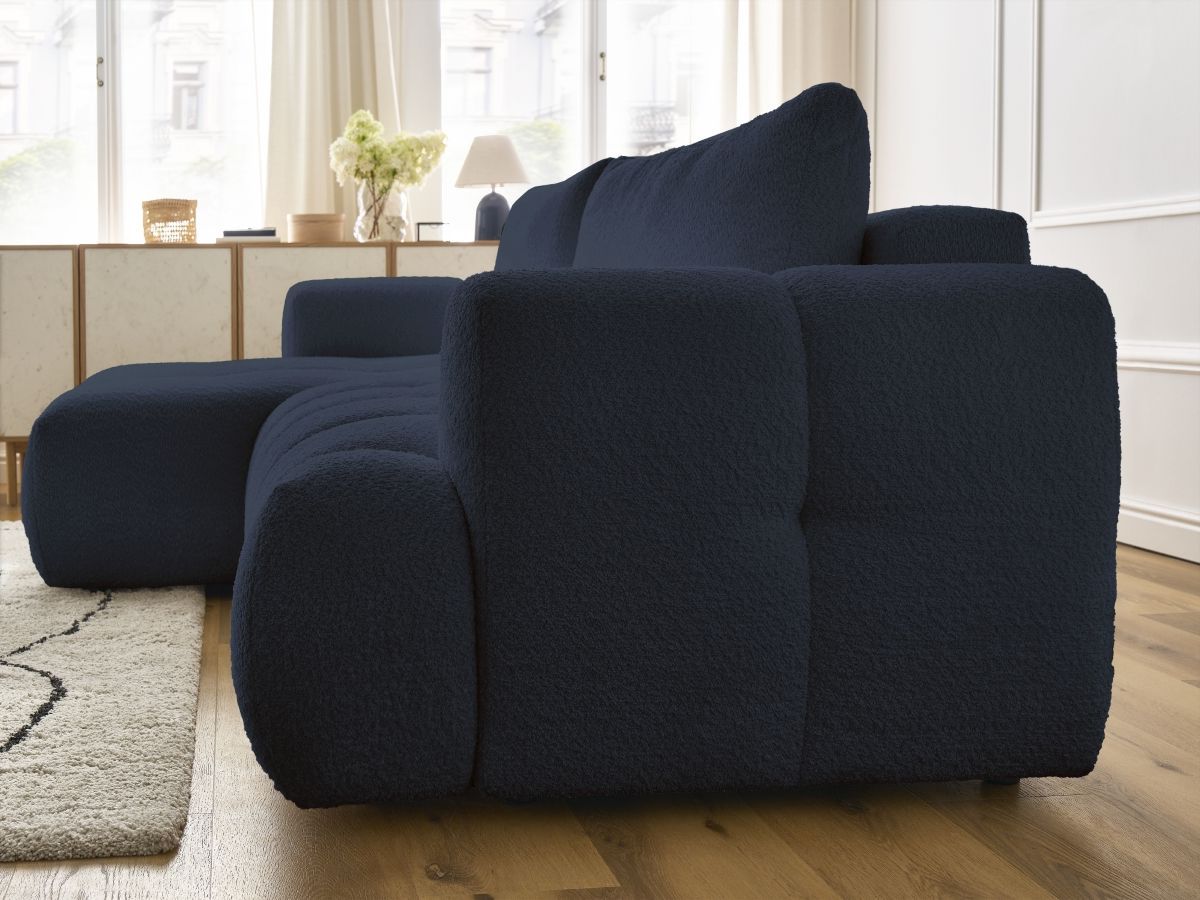 Canapé d'angle convertible FUJI tissu bouclette