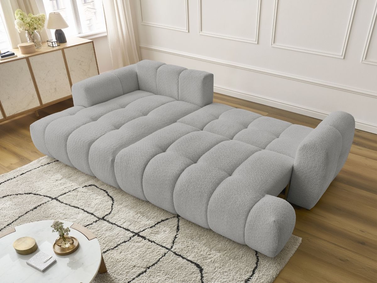 Canapé d'angle convertible FUJI tissu bouclette