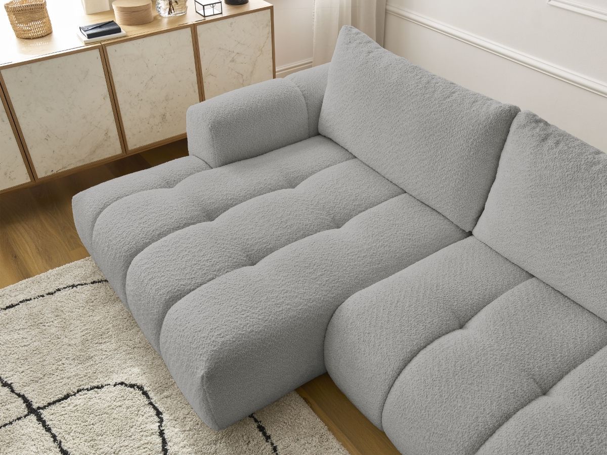Canapé d'angle convertible FUJI tissu bouclette