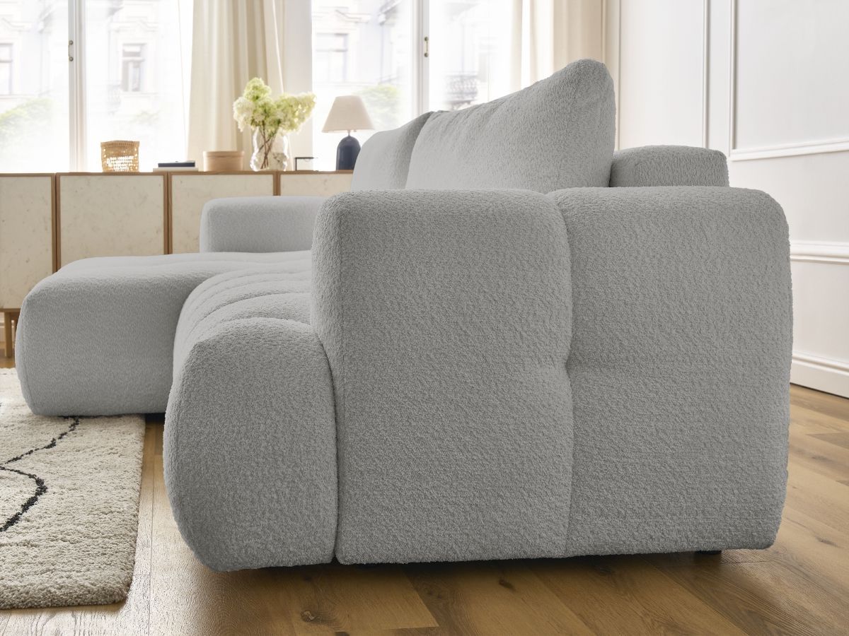 Canapé d'angle convertible FUJI tissu bouclette