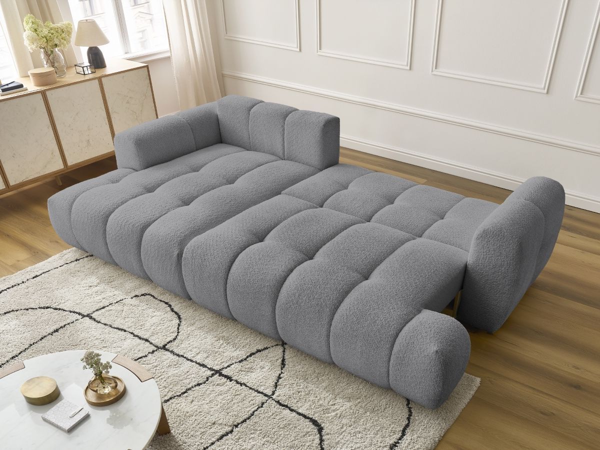 Canapé d'angle convertible FUJI tissu bouclette