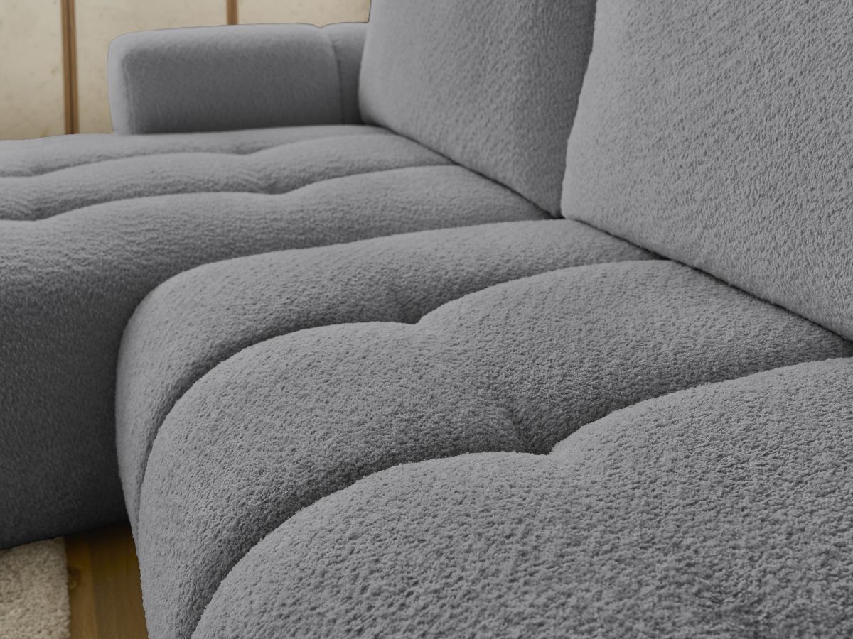 Canapé d'angle convertible FUJI tissu bouclette