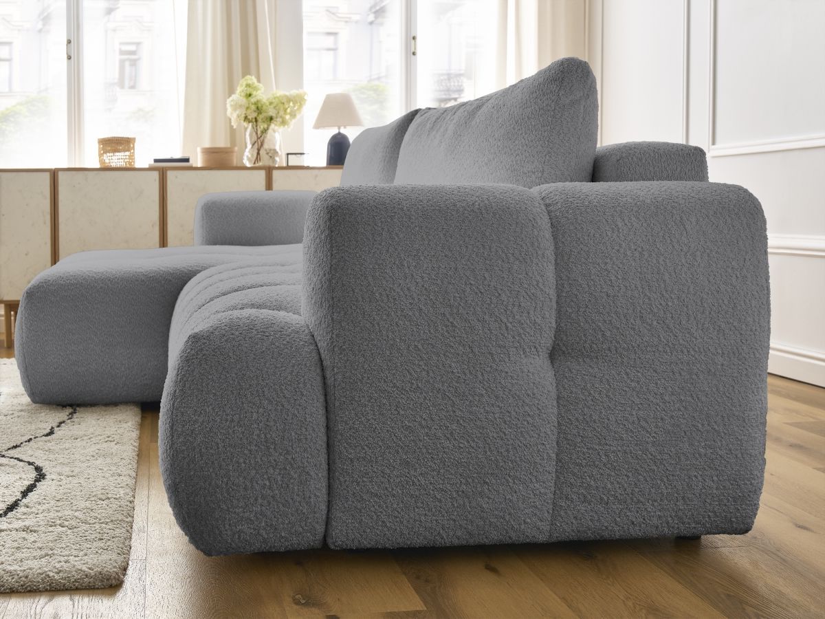 Canapé d'angle convertible FUJI tissu bouclette