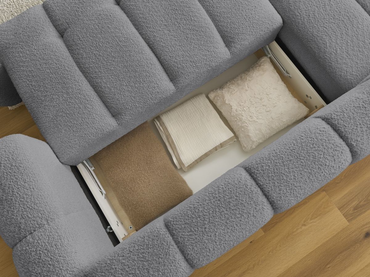 Canapé d'angle convertible FUJI tissu bouclette