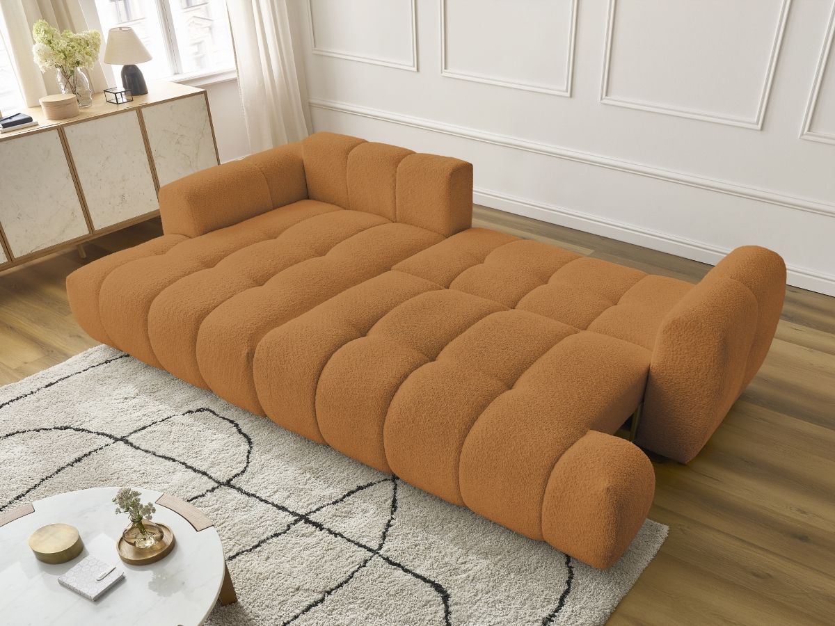 Canapé d'angle convertible FUJI tissu bouclette