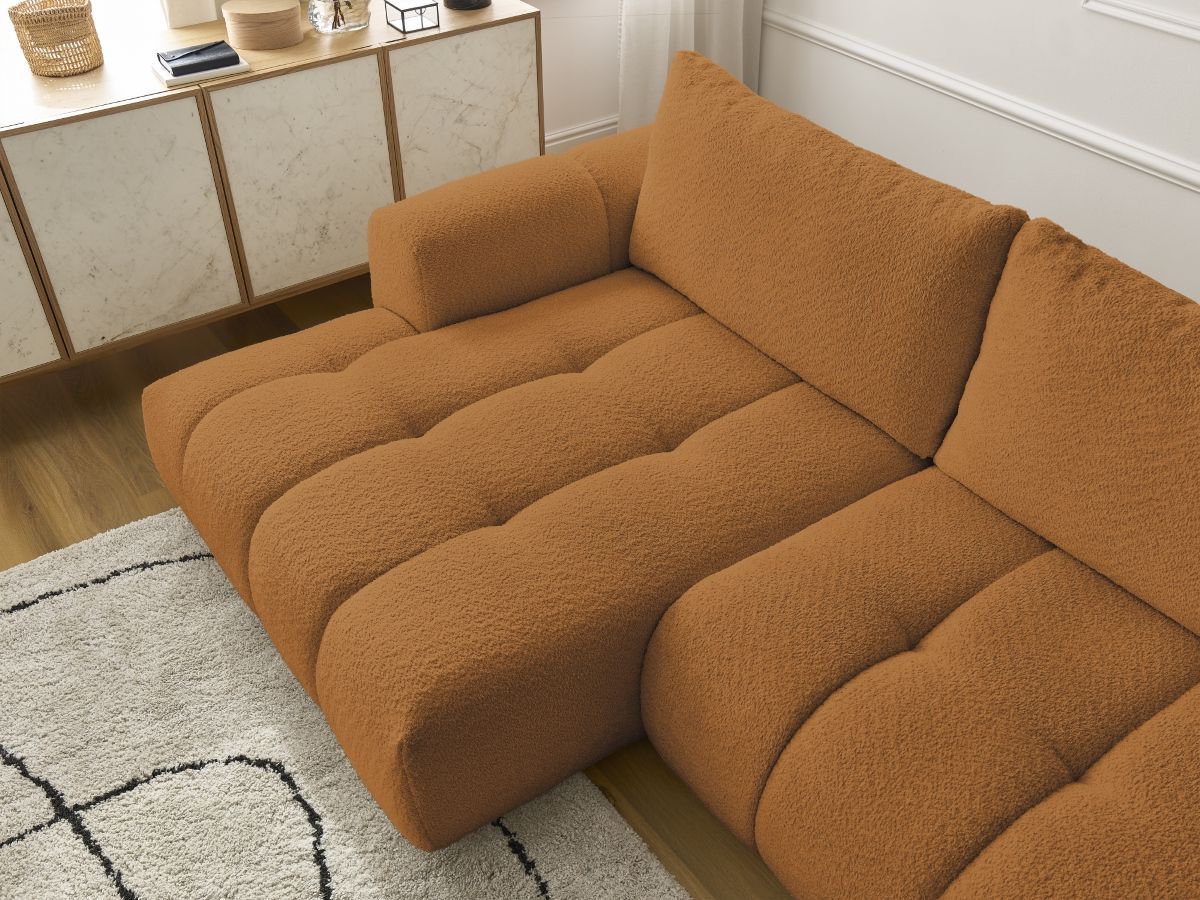 Canapé d'angle convertible FUJI tissu bouclette