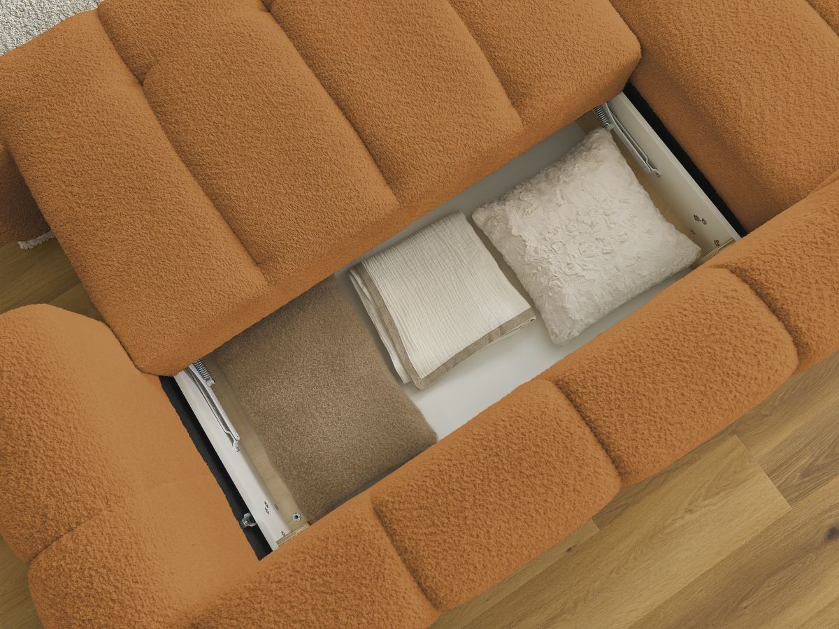 Canapé d'angle convertible FUJI tissu bouclette