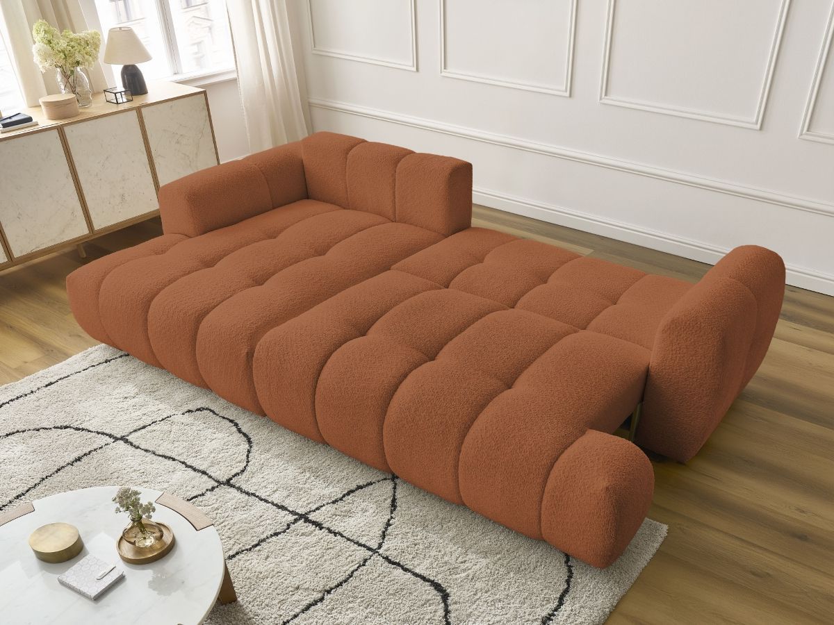 Canapé d'angle convertible FUJI tissu bouclette
