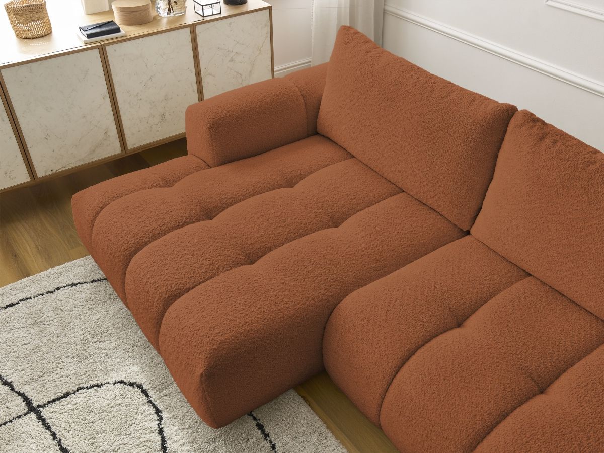 Canapé d'angle convertible FUJI tissu bouclette