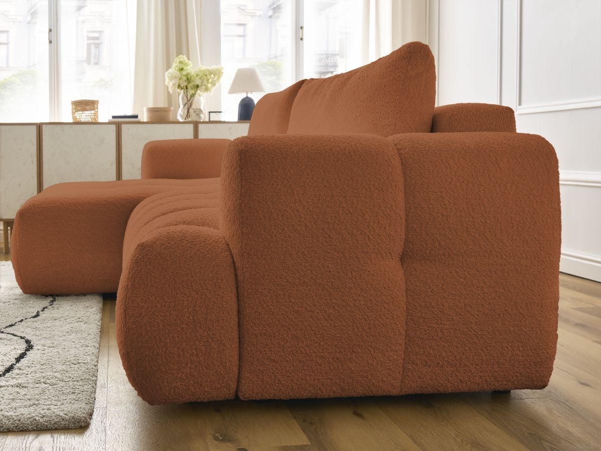 Canapé d'angle convertible FUJI tissu bouclette