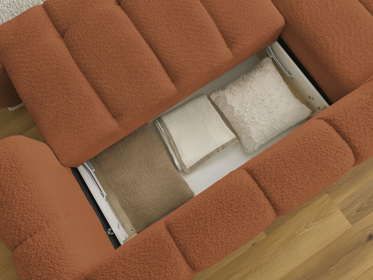 Canapé d'angle convertible FUJI tissu bouclette