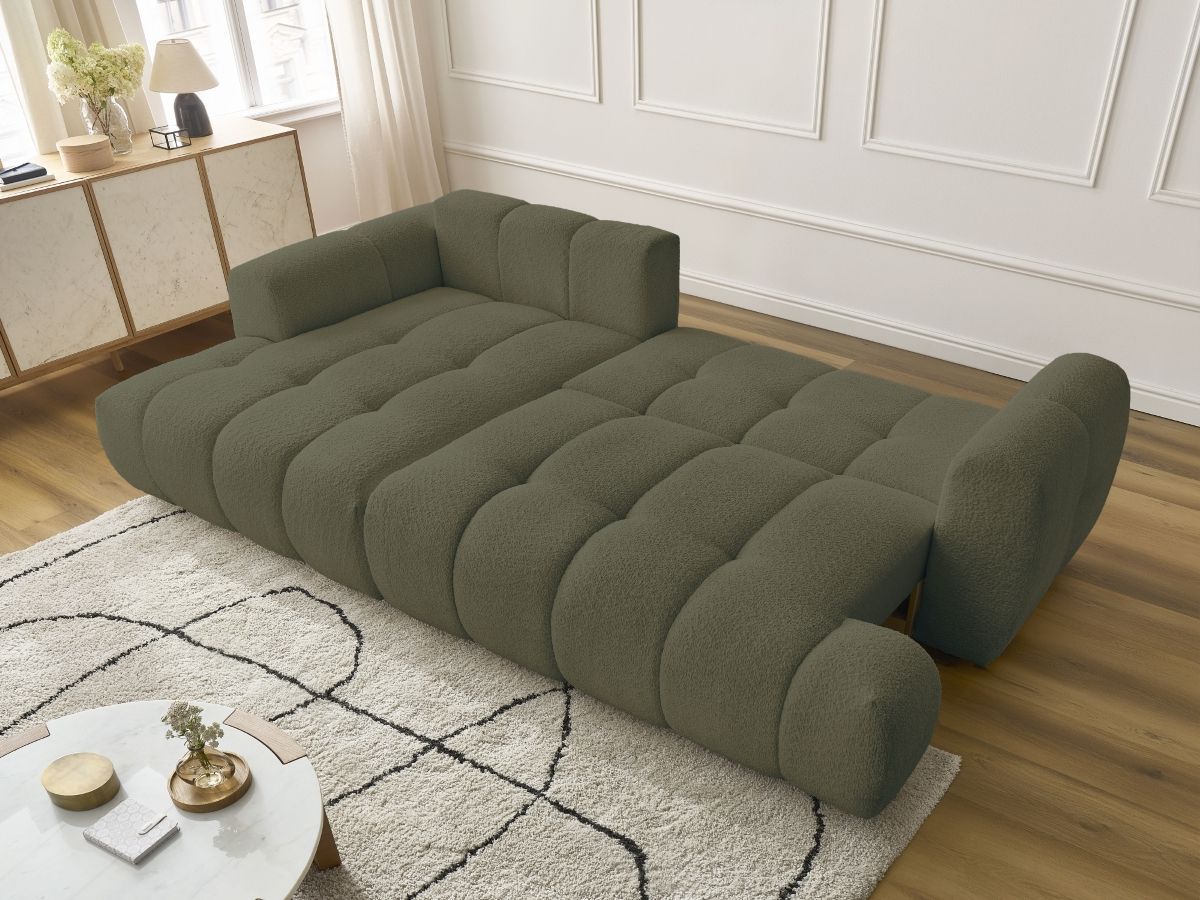 Canapé d'angle convertible FUJI tissu bouclette