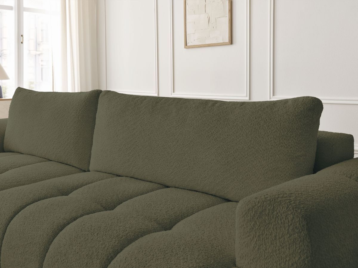 Canapé d'angle convertible FUJI tissu bouclette
