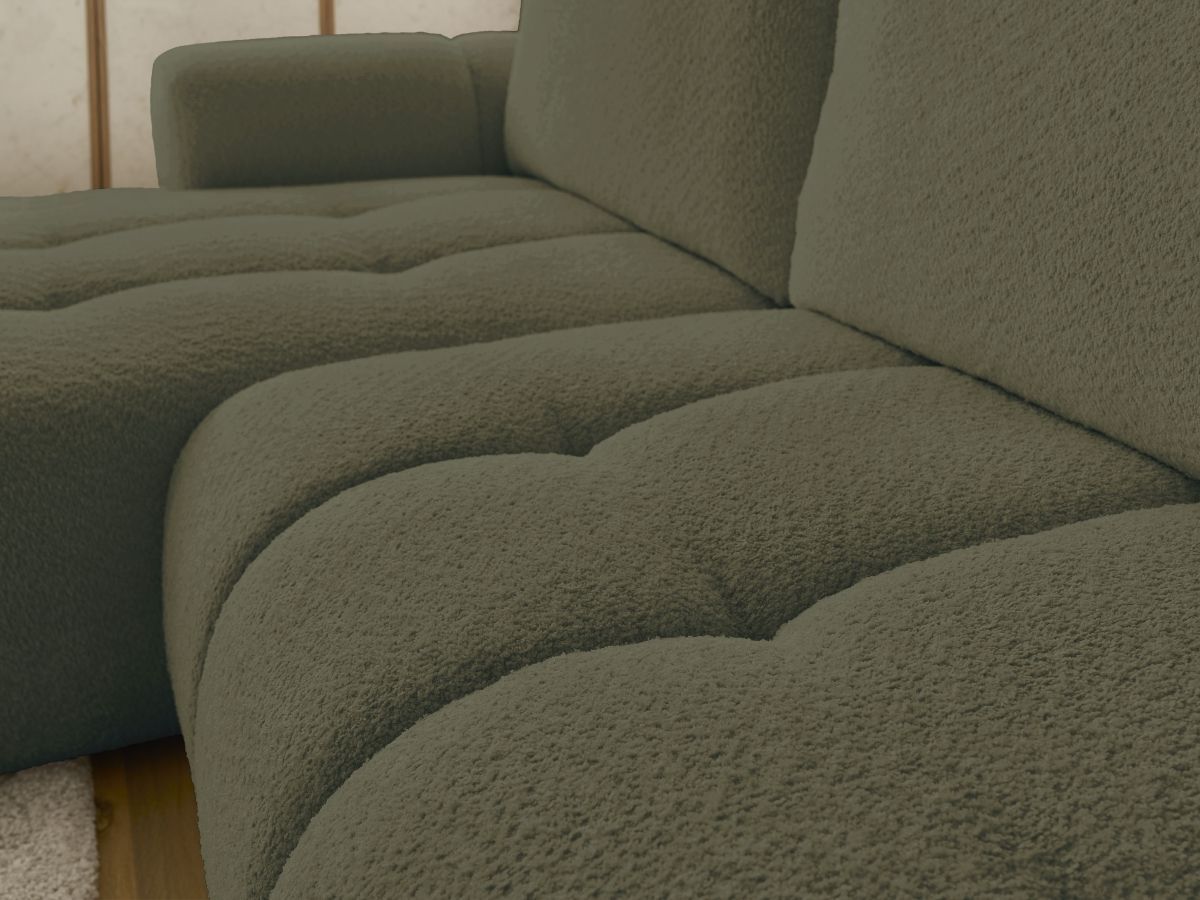 Canapé d'angle convertible FUJI tissu bouclette