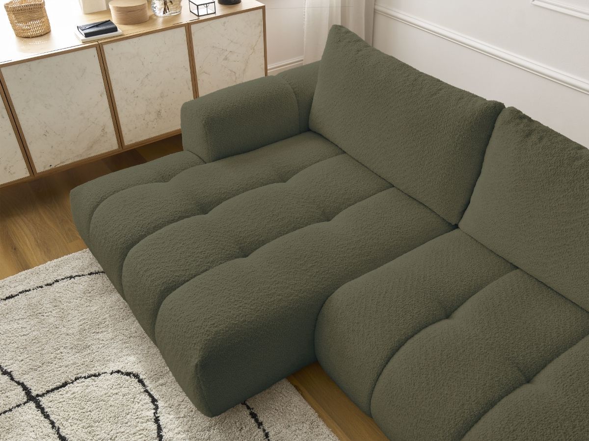Canapé d'angle convertible FUJI tissu bouclette