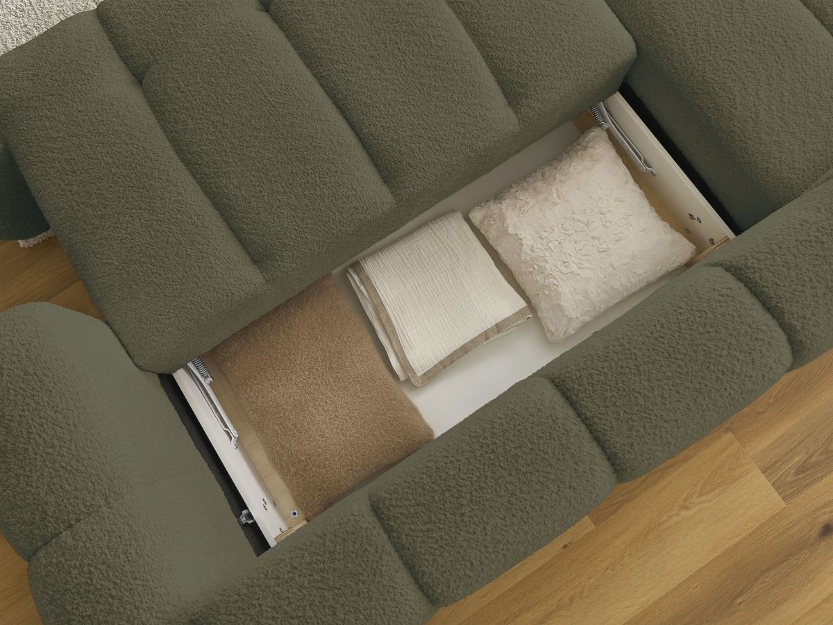 Canapé d'angle convertible FUJI tissu bouclette