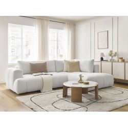 Canap&eacute; d'angle L convertible FUJII tissu bouclette