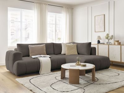 Canapé d'angle L convertible FUJI tissu bouclette