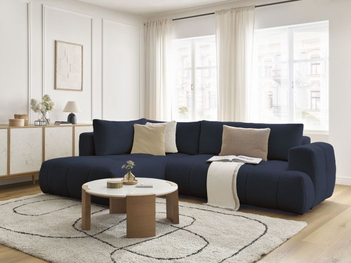 Canapé d'angle L convertible FUJI tissu bouclette