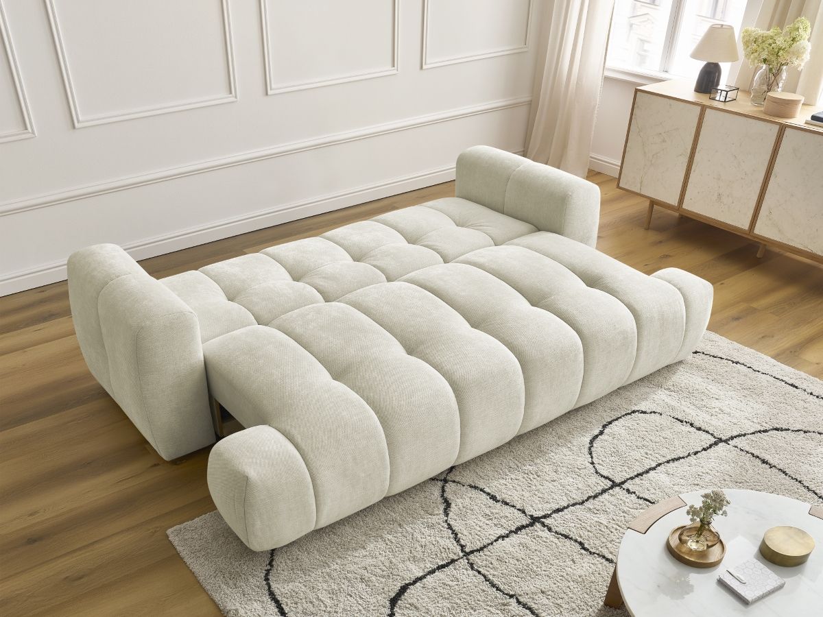 Canapé droit convertible 3 places FUJI tissu lisse