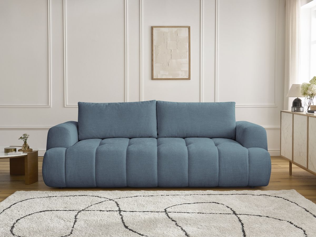 Canapé droit convertible 3 places FUJI lisse bleu clair — vue 5