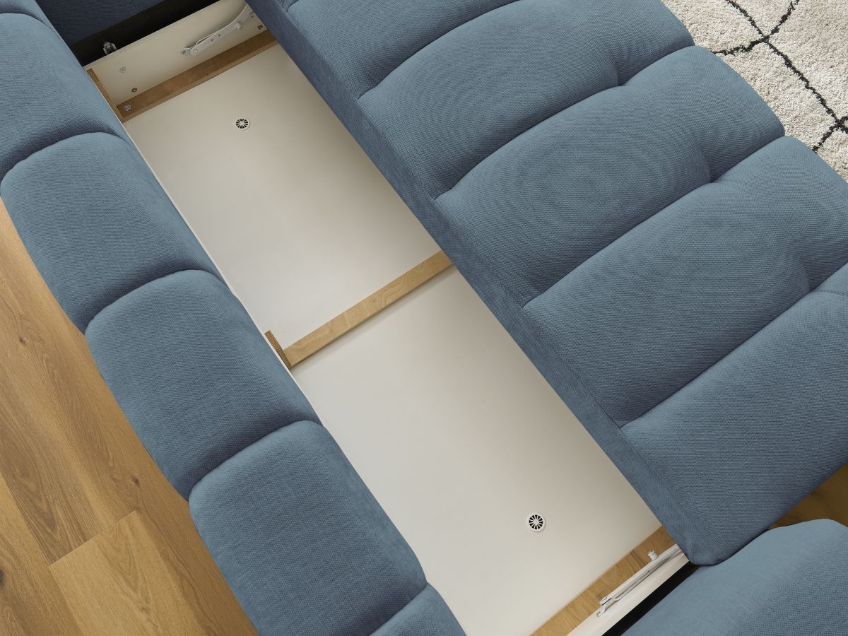 Canapé d'angle fixe EVEREST tissu chiné - Orange - Angle droit - 10 coussins