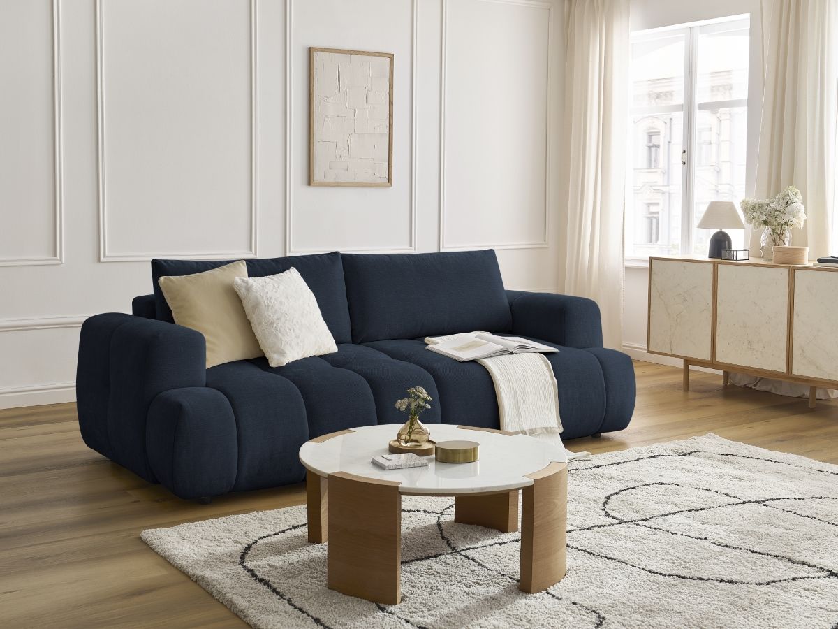 Canapé droit convertible 3 places FUJI tissu lisse